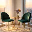 Dining Chairs Set of 2, Mid-Century Modern Living Room Chairs Upholstered for Bedroom Apartment, Home Bar, Living Space, Dark Green, 31.5 x 19.7 x 15.7 inches