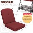 Outdoor Porch Swing Cushions 3 Seater, Replacement Cushions for Outdoor Swing, Patio Swing Cushion 25D Foam (Red, 61.5x39x3in)