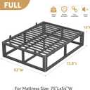 18 Inch Metal Full Size Bed Frame with Rounded Corner, Steel Support