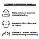 4 x Black Fabric Markers 6 Pack - Dual Tip Fabric Markers for Clothes, Permanent Textile Paint Pens for Personalizing T-Shirts, Bags, Hats, Canvas