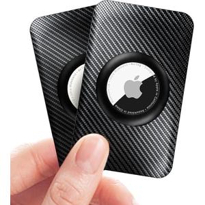 Mucuty for Apple Airtags Wallet Holder 2 Pack, Carbon Fiber Ultra Thin Insert Card Case for Apple Air Tag, Airtags Card Holder for for Purse, Backpack Wallet, Handbag, Clutch Bag- Black
