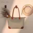 Milan Chiva Nylon Tote Bag for Women Large Shoulder Bag with Zipper Lightweight Foldable Work Tote