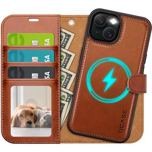 OCASE for iPhone 14 Case Detachable Wallet Case with Card Holder, 2 in 1 Pu Leather Flip Folio with RFID Blocking Stand Wrist Strap Shockproof Phone Cover 6.1 Inch, Brown