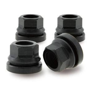 Black M14x2 Wheel Lug Nuts 4pcs for '99-'02 Ford F250 F350 F450 F550, '00-'04 F150, Two-Piece Flanged Flat Face OEM Style for Factory OEM Wheels, Fit F81Z1012AA