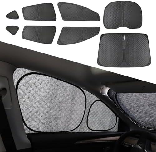 EVFITUS 8PCS Upgraded for Tesla Model Y Window Shade Covers Thicker 5-Layer Material Sun Darker Windshield Sunshade Side Window Privacy Shade for Tesla Model Y Accessories 2024 2023 2022 2021 2020
