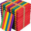 WISYOK 1000 Pcs 6" Colored Jumbo Craft Sticks - Wooden Rainbow Popsicle & Wide Lollipop Sticks, Ideal for DIY Crafts & Children's Education