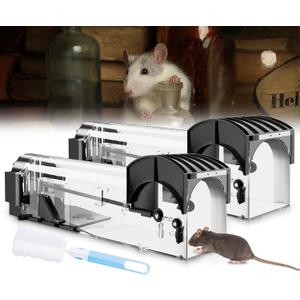 Humane Mouse Traps, 12.6 Inches Enlarged No Kill Live Rat Rodent Traps for Chipmunks, Reusable Catch and Release Mouse Trap That Work for Indoor & Outdoor (2 Pack)