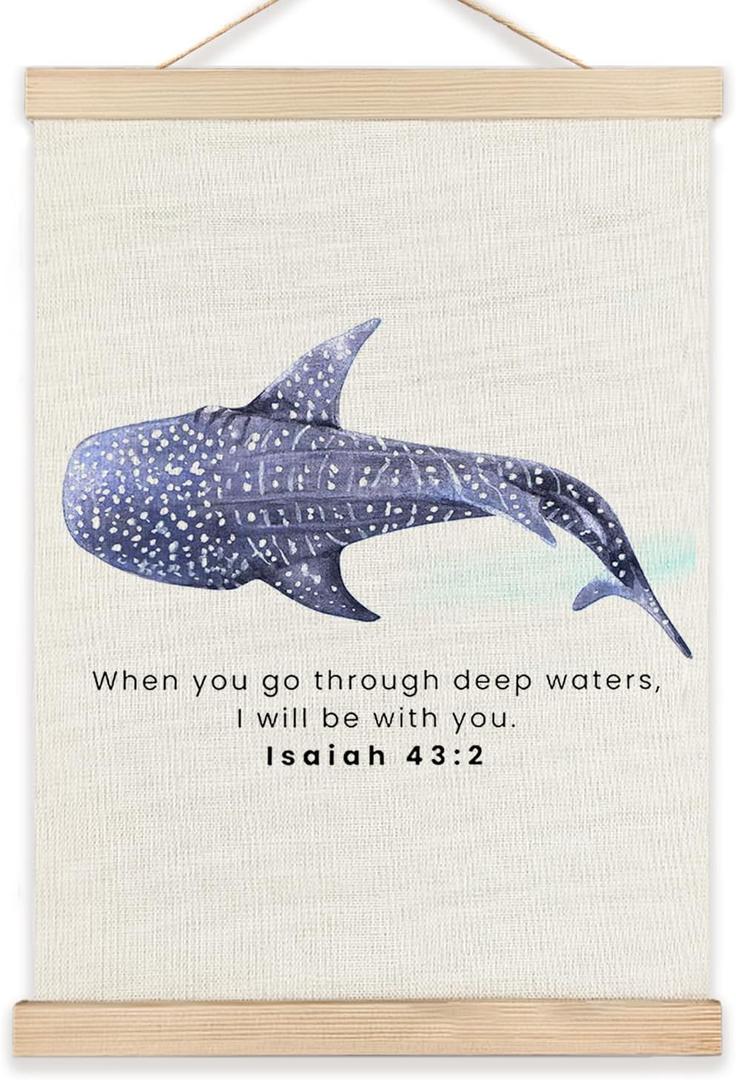 3 x RYYCDOI Whale Shark Wall Decor, Christian Bible Verses Wall Decor for Droom Room Bathroom Nursery, 12x16 Inches