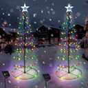 Outdoor Christmas Decorations, 2 Pack 29'' Spiral Solar Christmas Tree Lights, 8 Modes Solar Pathway Lights, Waterpoof Light up Prelit Xmas Tree for Garden Patio Yard Walkway Drivewaymulticolor