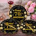 96Pcs 60th Birthday Party Tableware Set,Back in 1965 Birthday Party Decorations Supplies, Disposable Black and Gold 60th Birthdays Paper Plates Napkins Forks Favors for Men Women, Serve 24