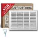 Fits 24x18 Duct Opening | Steel Return Air Filter Grille by Handua [Removable Door] for 1-inch Filters | Vent Cover Grill | White | HVAC Cold Air Intake Grille | Out Dim: 26 5/8"W X 20 5/8"H