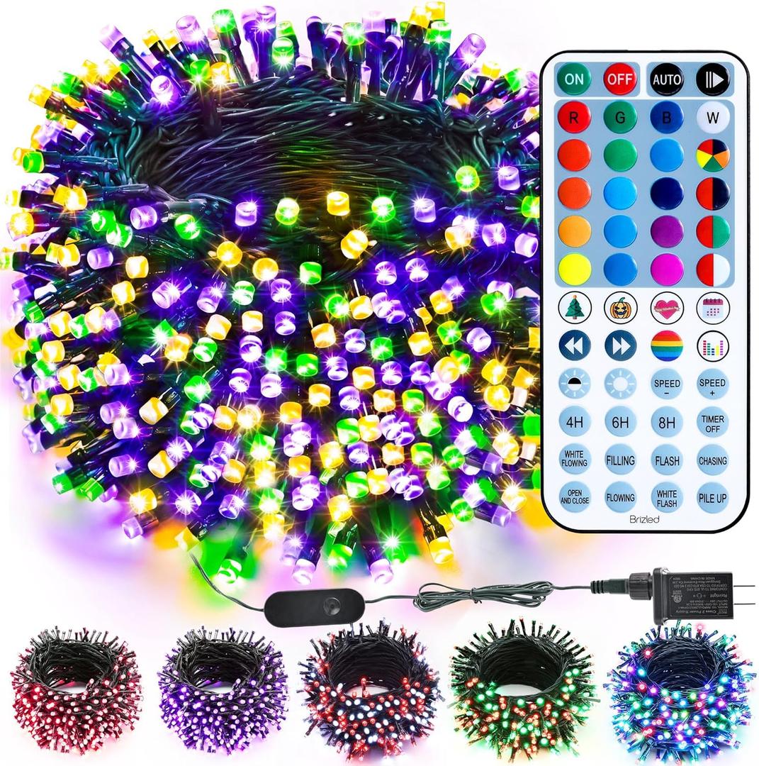 Brizled RGB Christmas Lights, 164ft 500 LED Color Changing String Lights, Dimmable Christmas Tree Light, Indoor Multifunctional Fairy Light with Remote for Outdoor Independence Day Xmas Party Decor