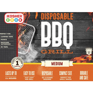 The Kosher Cook Disposable Charcoal Grill - Ready To Use Portable Bbq Grill - Easy To Light Portable Charcoal Grill Kosher - 2 Pack