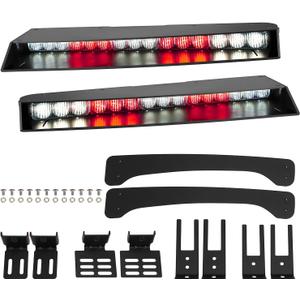 ASPL Visor lights bar 2-15 LED 29 Flash Patterns Interior Upper Windshield Split Mount Emergency Hazard Warning Strobe Light Bar Take Down Light Kit (Red/White)