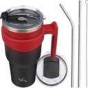 40 oz Tumbler with Handle and 2 Straw 2 Lid, Insulated Water Bottle Stainless Steel Vacuum Cup Reusable Travel Mug,Mystic Moon