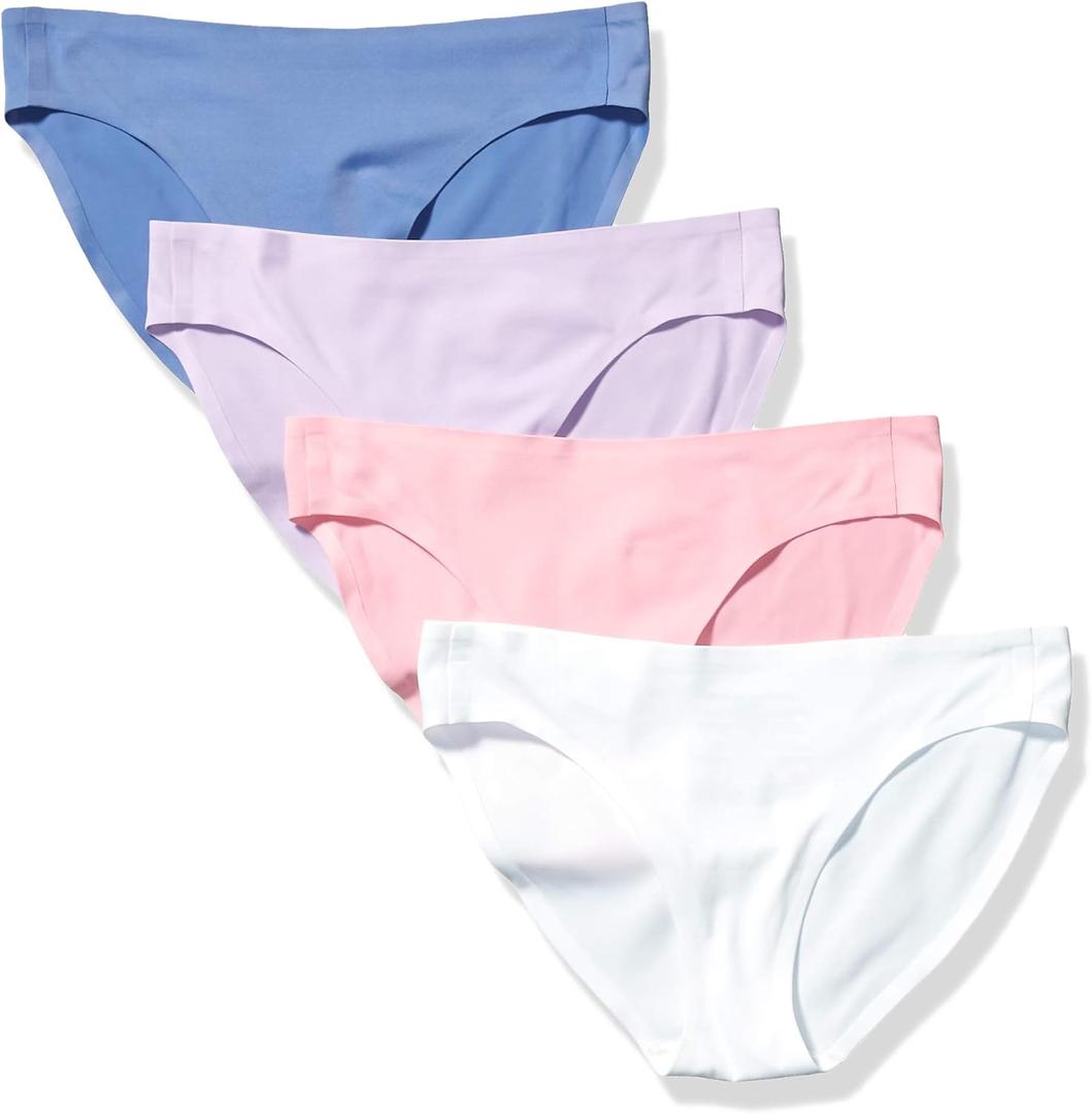 Amazon Essentials Women's Seamless Bonded Stretch Bikini Brief Underwear, Pack of 4
