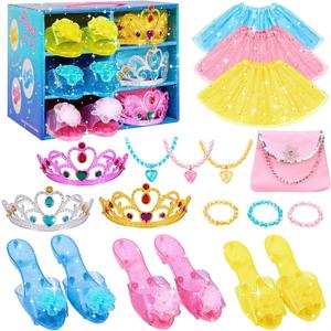 Meland Princess Dress Up for Girls - Dress Up Clothes with Shoes & Skirts, Princess Toys for Toddler Girl 3,4,5,6 Years