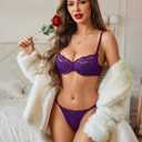 Avidlove Lingerie Sets for Women Sexy Bra and Panty Set Underwire Push Up Lingerie Mesh Lace Underwear (Purple, XXL)