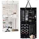 Hanging Jewelry Organizer Felt Holder for Earrings Necklaces Sunglasses Hair Clips with hooks Closet Wardrobe Wall Organizer for Home Accessories Display 704 Holes (Black)