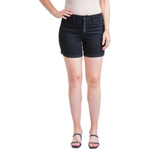 Women's Curvy Fit Exposed Button Cuffed Shorts, Medium Blue, 10 (Black)