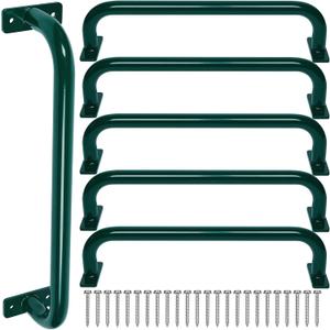 ESPETS 6 Pack 17 Inch Green Steel Playground Safety Handles for Kids - Swing Set Accessories Grab Handles, Playset Hand Grips, Indoor Monkey Bars for Jungle Gym, Playhouse, Climbing Frame