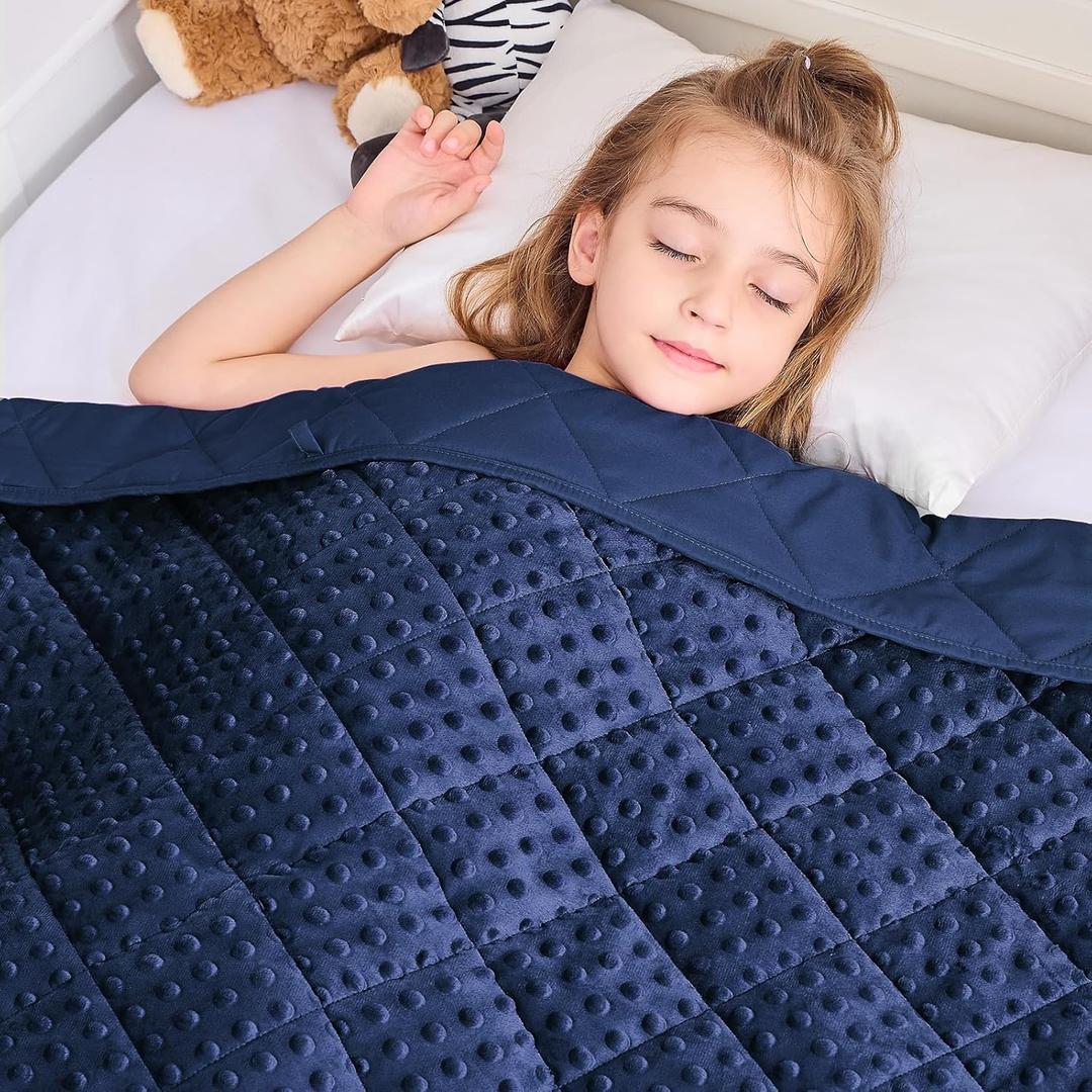 yescool Weighted Blanket 7 Pounds Blue Twin Size Cooling Weighted Throw Blanket, Minky Heavy Blankets Warm Weighted Comforter, Big Washable Thick Blankets Gift for 60-90lbs, 40 * 60in