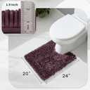 Yimobra Toilet Rugs U Shaped Washable, Extra Thick Soft Absorbent Chenille Contour Bathroom Rugs for Toilet 24x20 Inch, Quick Dry Non Slip Toilet Mat for Bath Floor, Purple Grey