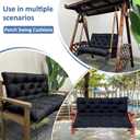 Porch Swing Replacement Cushions: 2-3 Seater Outdoor Waterproof Swing Cushions with Ties - Thick Swing Cushion with Backrest for Garden Patio Furniture Loveseat, Black, 40x40in