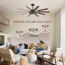 60 Inch Farmhouse Ceiling Fans with Rustic Lights, Caged Ceiling Fans with Remote, Industrial Ceiling Fan with Reversible DC Motor, Antique Downrod Mount Fan with Chandelier for Living Room Bedroom