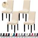 Chair Covers, Stretch Kitchen Dining Room Chair Covers Set of 4, Removable Washable Dining Chair Slipcovers for Home, Hotel, Banquet (.Beige)