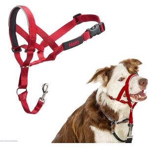 Halti Headcollar - Stop Your Dog Pulling on The Leash. Adjustable, Reflective and Lightweight, with Padded Nose Band. Dog Training Anti-Pull Collar for Medium Dogs (Size 2, Red)