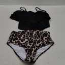 Womens Tankini Swimsuits Ruffled Tank Top Tummy Control Floral Modest Swimwear High Waisted Bikini (Medium, Leopard)