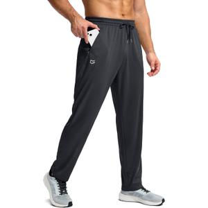 G Gradual Men's Sweatpants with Zipper Pockets Lightweight Mesh Athletic Pants for Men Open Bottom Workout Gym Running (Medium)