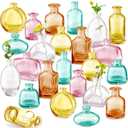 Color Bud Vases in Bulk - Set of 24 Mini Glass Bud Vases for Centerpieces, Colored Glass Vases, Colorful Bud Vase Set, Small Vases for Flowers, Modern Vase for Home, Wedding, Party Table Decor