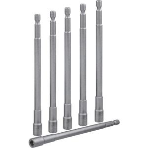 Yakamoz 6Pcs Long Impact Nut Driver Set Magnetic Nut Setter Driver Bits 1/4" Hex Shank to 1/4" Hex Socket Drill Bit Extension for Impact Drivers and Drills | 6-Inch Length