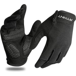 RYMNT Full Fingers Workout Gloves for Men, Weight Lifting Gloves with Full Palm Protection for Gym Training, Fitness Exercise, Weightlifting, Pull ups, Cycling.Black, Large