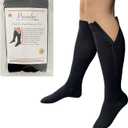 Closed Toe 15-20 mmHg Zipper Moderate Compression Leg Circulation Socks (Black, S/M)