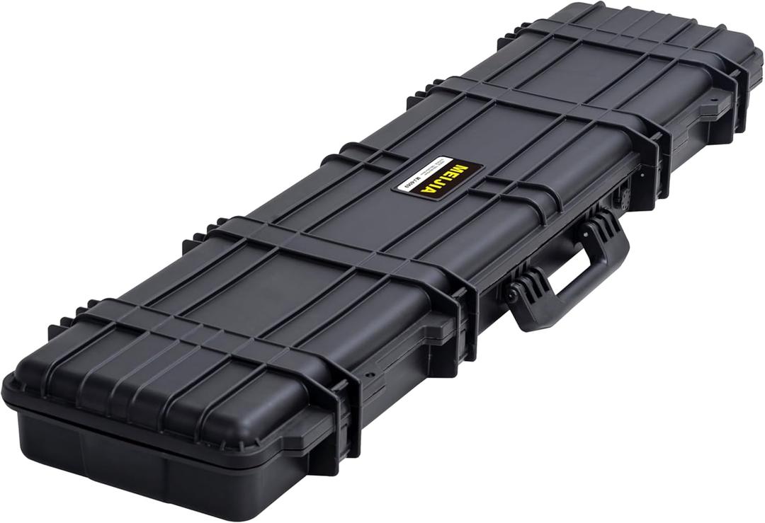 MEIJIA Portable Waterproof All Weather Hard Rifle Case, Soft Handle Grip, Customizable Fit Foam Inserted, without wheels, Black (53INCH)