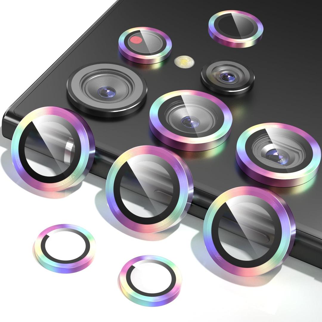 MOCOLL for Samsung S24 Ultra Camera Lens Protector for Samsung Galaxy S24 Ultra Accessories Tempered Glass Camera Screen Protector Aluminum Alloy Edge Anti Scratch (Colorful)