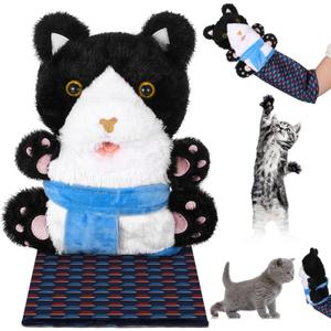 Cat Puppet Wrestler, Cat Wrestling Toy Puppet Hand Glove with Tough Padding for Safe and Fun Interactive Play, Relieve Boring Games (Black White)