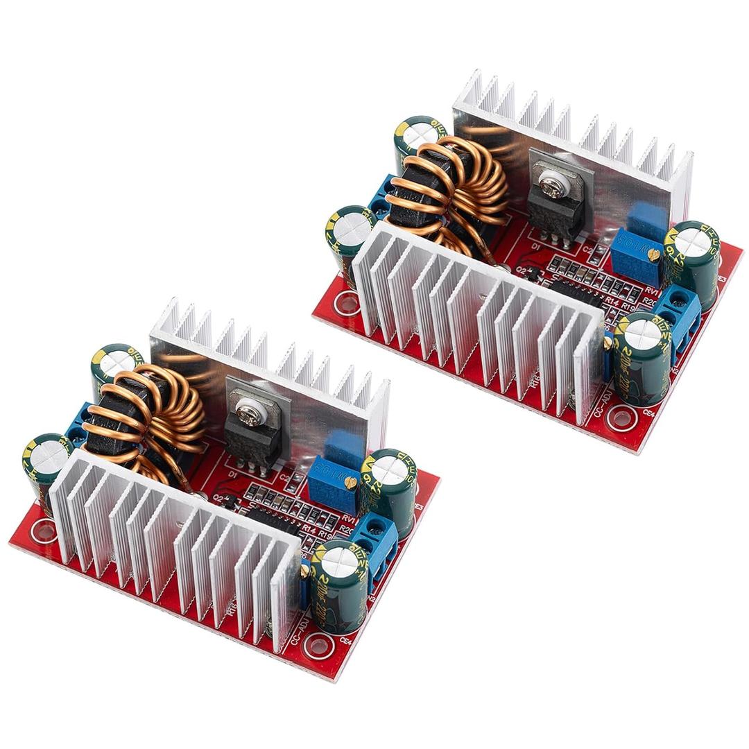 2 Pieces of 400W 15A DC Boost Module, Constant Current Power Module, with Adjustable Transformer Voltage Booster from 8.5-50V to 10-60V, LED Driving Module.