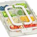 2-Pack Snackle Box Container, Divided Serving Tray with Lid and Handle, Snack Containers,16 Compartments Snackle Box for Salad Bar, Fruits, Snacks, Party, Sports Events, Beach Essentials