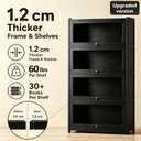 55" Bamboo Bookcases,Book Shelfs with Acrylic Doors,Freestanding Display Storage Shelves for Collectibles,4 Tier Tall Bookshelfs & Bookcases for Living Room Bedroom Home Office, 12.2"D x 27.16"W x 55"H