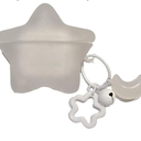 Earbuds Case for Airpods 4th Generation,Cute Funny 3D Star Design Headphone Cover for Airpods 4 (2024) with Keychain for Women Girls Boys (White)