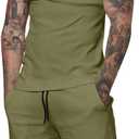 Uni Clau Mens Short Sets 2 Piece Outfits Fashion Summer Tracksuits Casual Shirt and Shorts Set