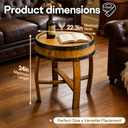 2026 New Rustic Whiskey Barrel Table - 22.2"x24" Solid Oak Round Coffee End | Handcrafted Wine Barrel & Whiskey Side Table for Living Room Bar