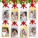 8Pcs Mini Vintage Gold Silver Christmas Acrylic Picture Frame Ornaments, 2x3 Inch Small Wall Hanging Double-Sided Photo Frames with Red Velvet Ribbon for Christmas Tree Gifts Polaroid instax Mini (Gold and Silver Joy Combo)