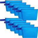 10 Pieces Cotton Canvas Makeup Bag with Bottom and Strap, Multi-Purpose Cosmetic Bag with Zipper Travel Toiletry Pouch, Blank DIY Craft Bag (Blue, S)