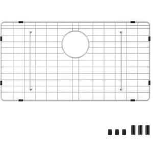 Stainless Steel Sink Grid and Protectors for Bottom of Kitchen Sink, 27.7"W x 14.7"D x 1"H with Rear Drain for Single Sink Kitchen Bowl