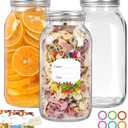 Wide Mouth Mason Jars 2Pack - Half Gallon Glass Jars with Airtight Metal Lids & Bands for Canning, Pickling, Fermenting, Meal Prep, and Food Storage, set of 2, 64 fl oz and 32 fl oz 